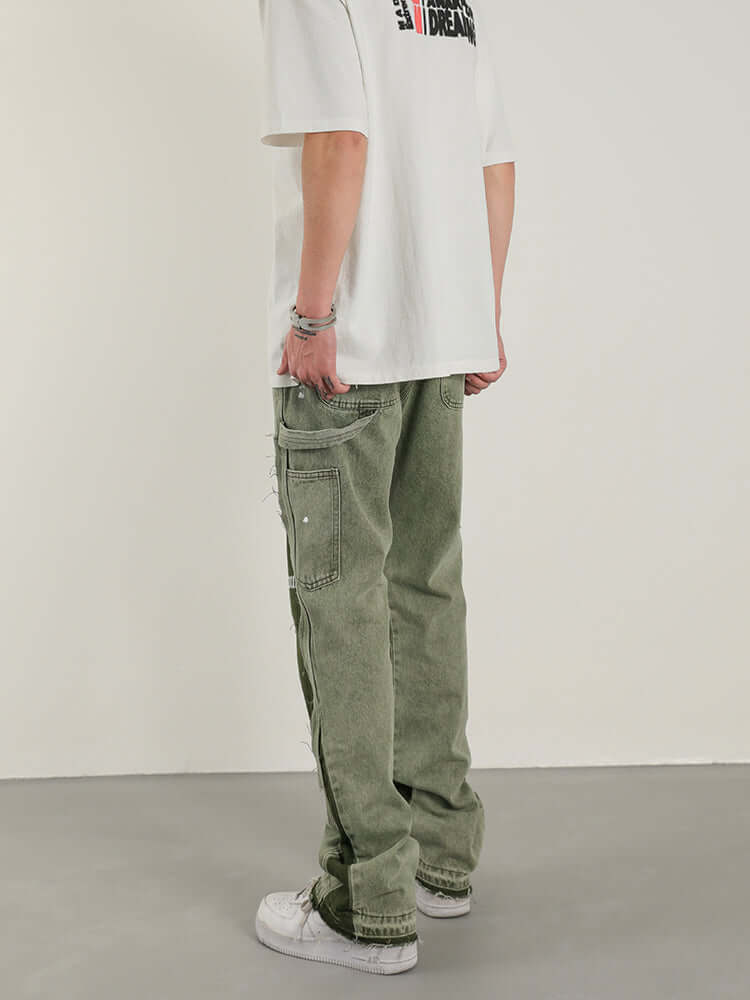 high street flared pants for men front view