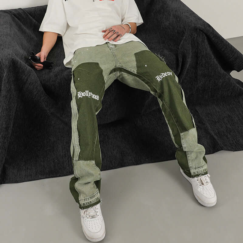high street flared pants for men front view